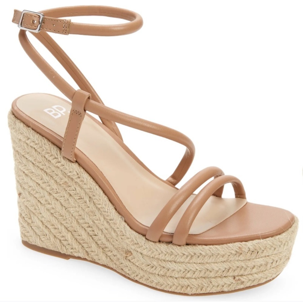 NEW BP Cohan Espadrille Platform Wedge Sandal sz 10 Strappy Brown Tan